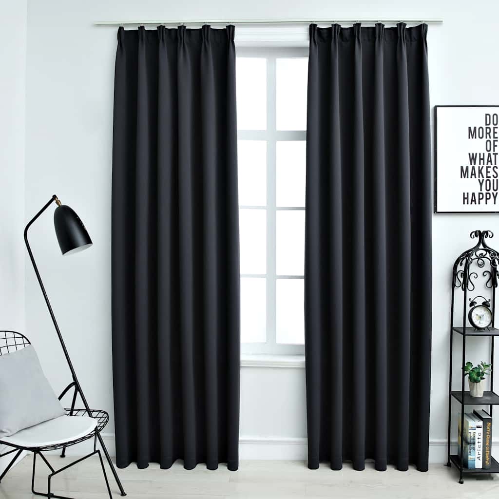 Verduisterende gordijnen polyester met haken – set van 2