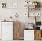 Halmeubel met spiegel eiken – set van 5
