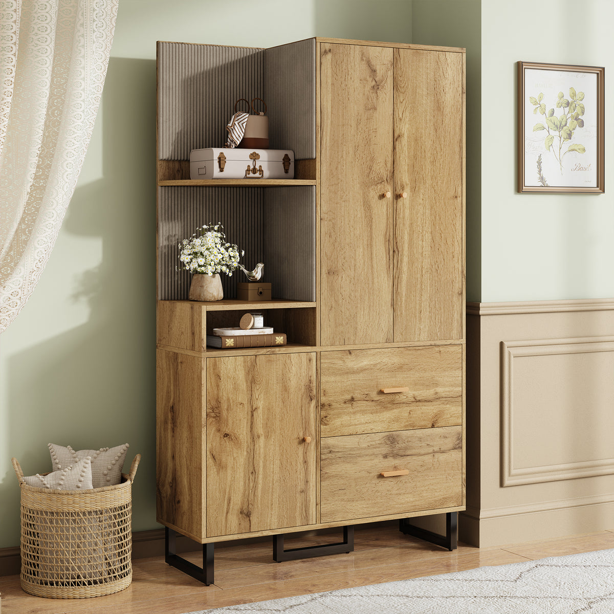 Garderobekast naturel – set