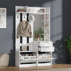 Garderobekast met spiegel wit – set