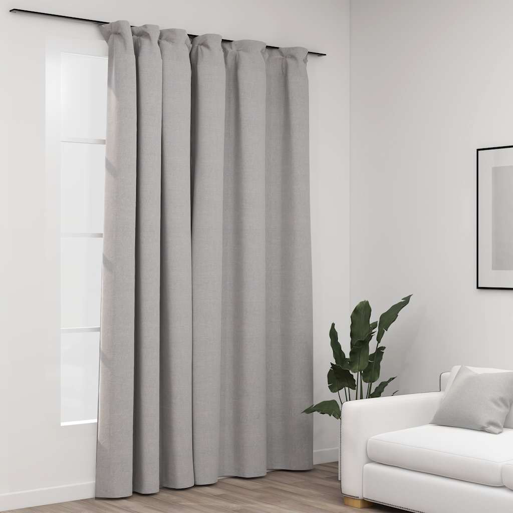 Verduisterend gordijn linnenlook met haken – 290x245 cm