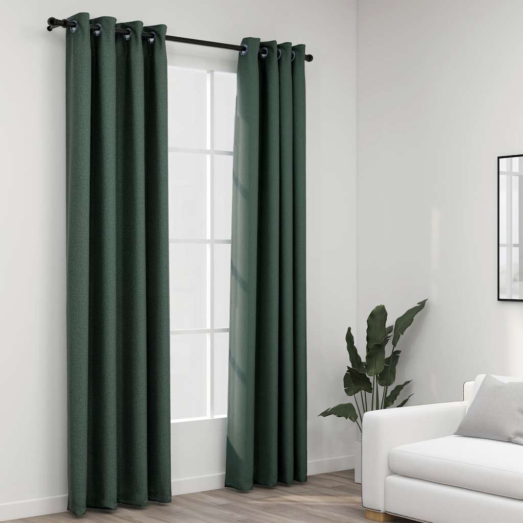 Verduisterende gordijnen linnenlook met ogen – set van 2