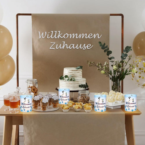 Windlicht 'Welcome Home' blauw – set van 12