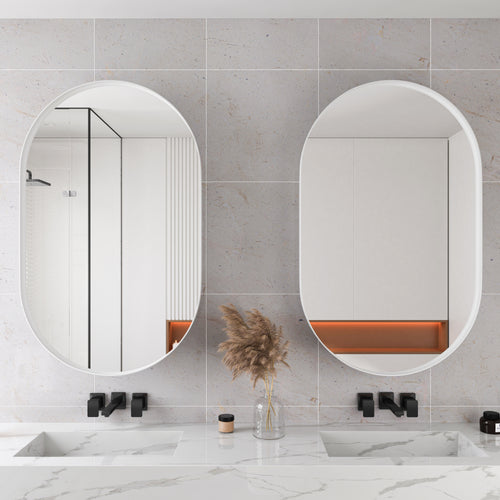 Spiegelkast ovaal wit – 85 cm