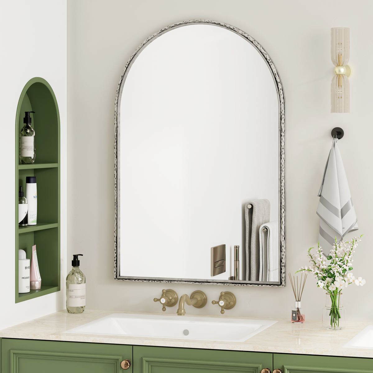 Boogspiegel zilver – 91 cm