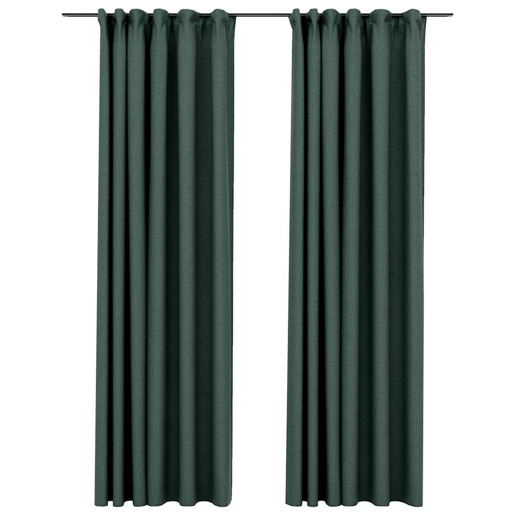 Verduisterende gordijnen groen linnenlook – 140x245 cm