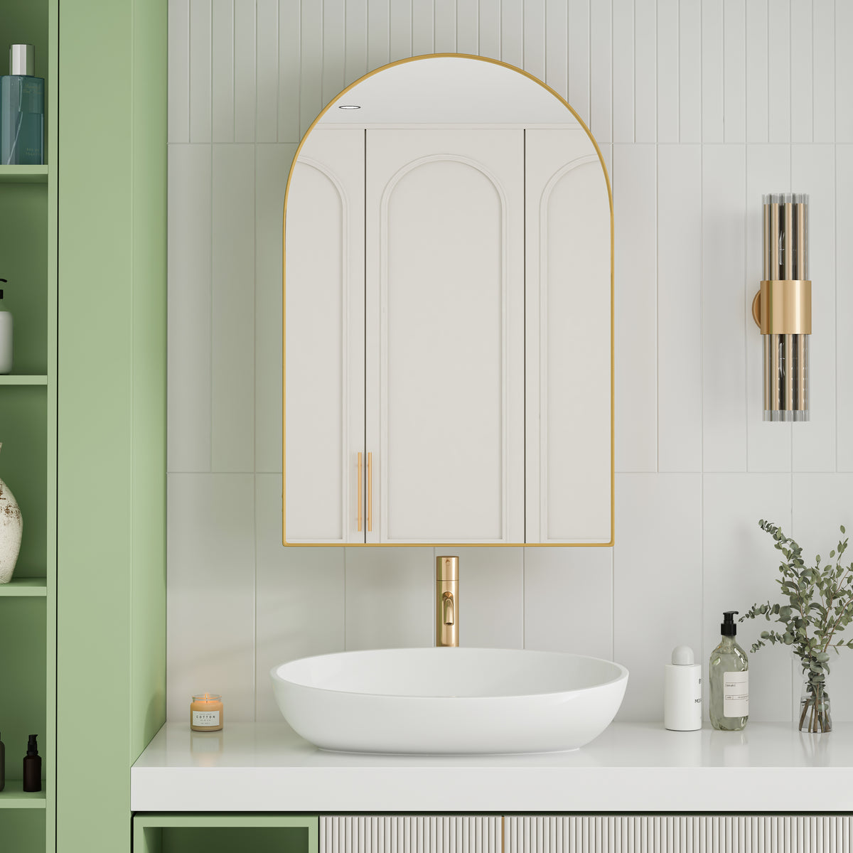 Spiegelkast boogvormig goud – 91 cm