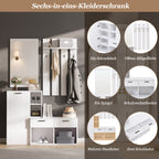 Garderobekast met spiegel wit – set