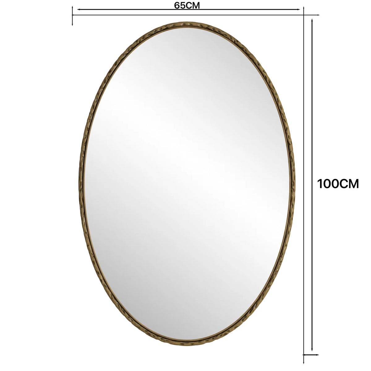 Wandspiegel ovaal goud – 100 cm