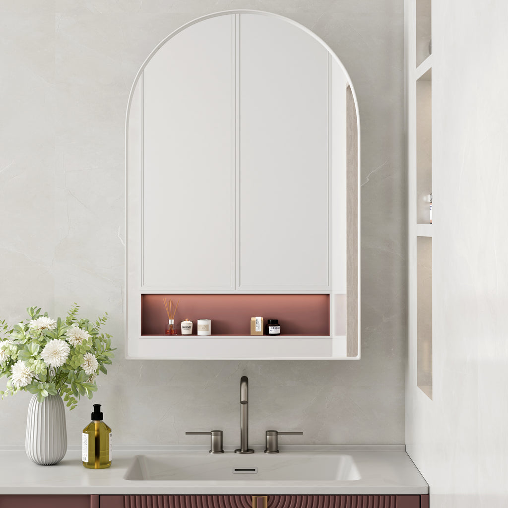 Spiegelkast boogvormig wit – 91 cm