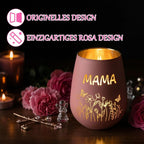 Kandelaar 'Mama' glas roze – 15 cm