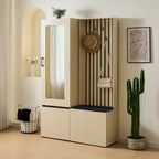Garderobekast met spiegel houtkleurig – set