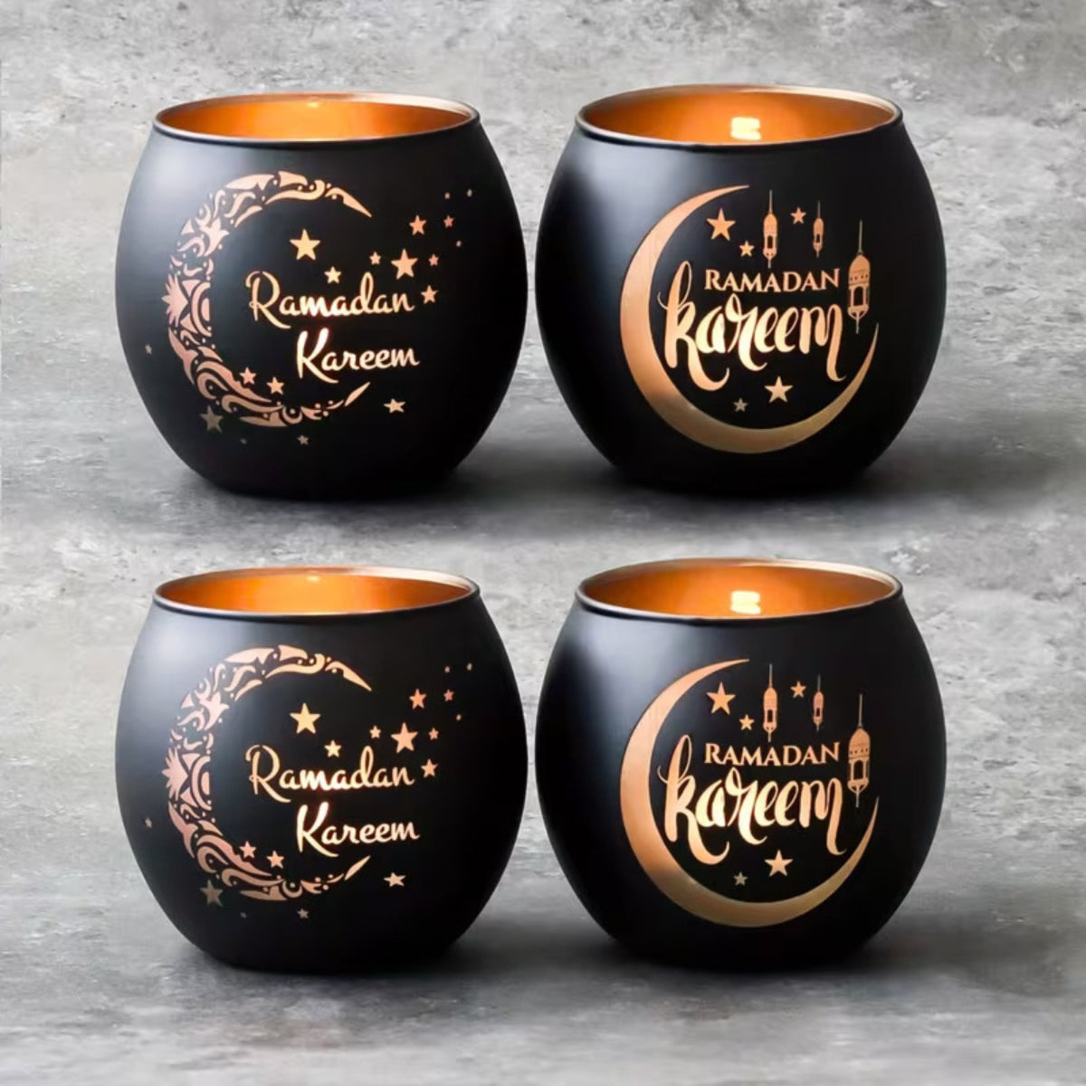 Kandelaar oosterse stijl maan en lantaarn – set van 4