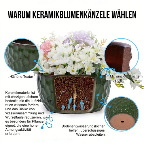 Bloempot keramiek groen – set van 3