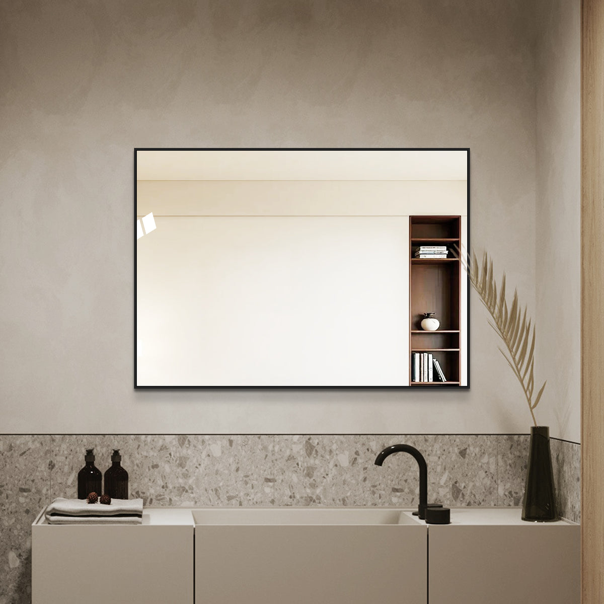 Wandspiegel zwart – 70 cm