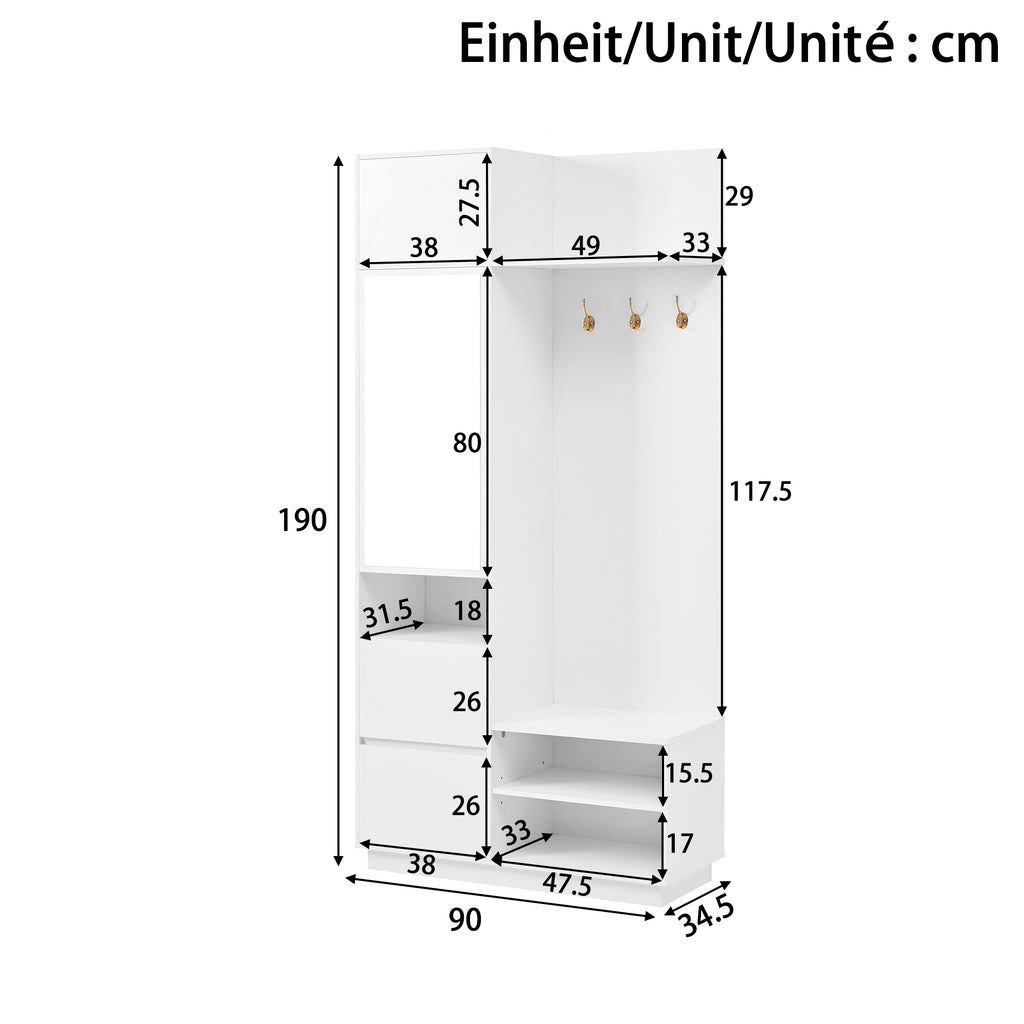 Halmeubel met spiegel wit – set