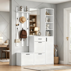 Halmeubel met spiegel wit – set