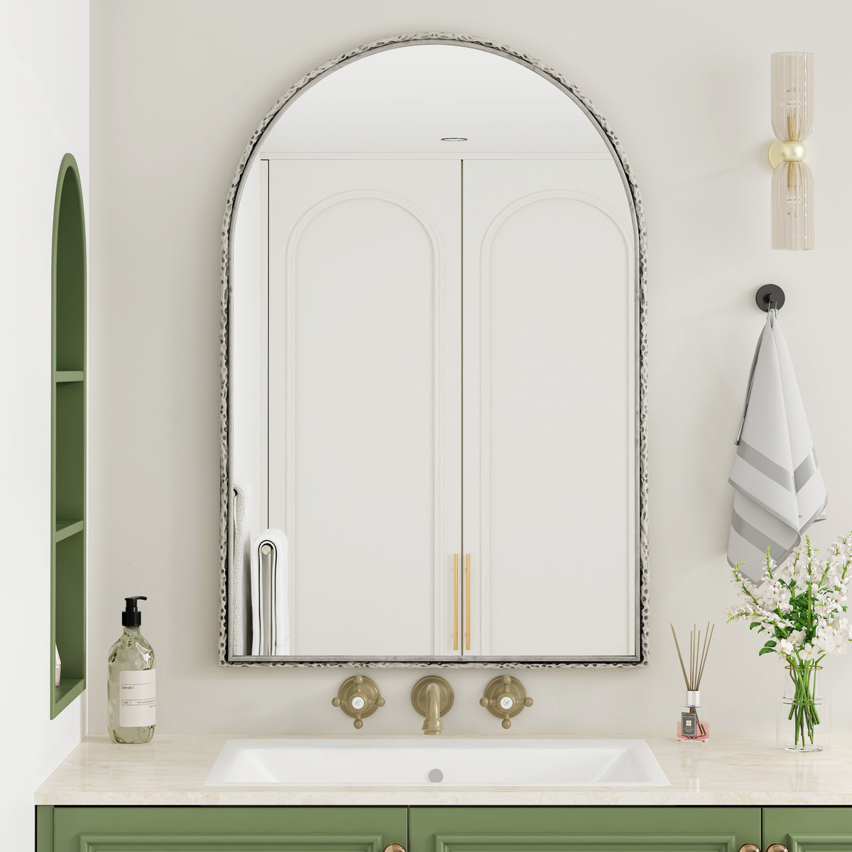 Boogspiegel zilver – 91 cm