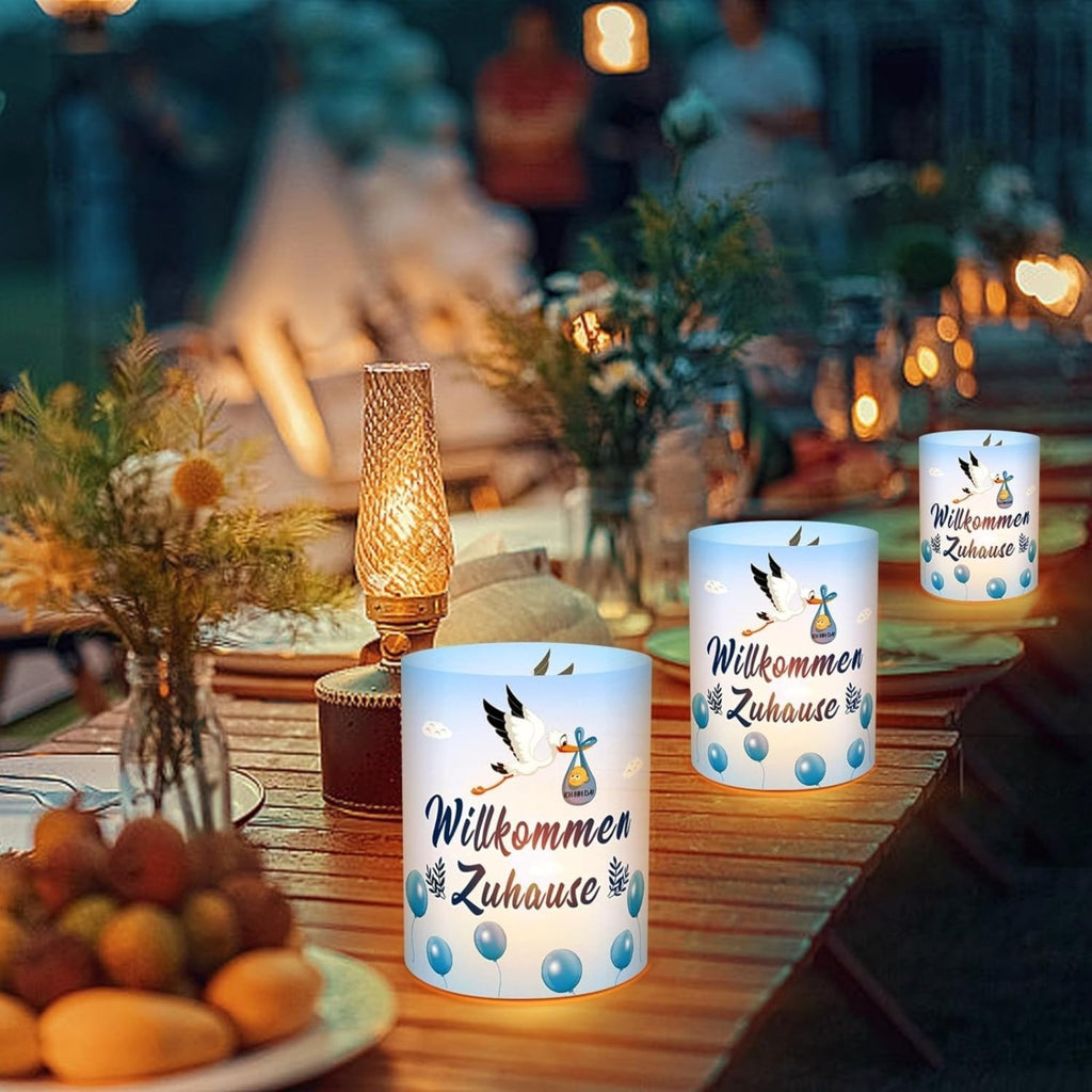 Windlicht 'Welcome Home' blauw – set van 12