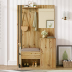 Garderobekast met spiegel naturel – set