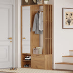 Garderobekast 6-in-1 met spiegel naturel – complete set