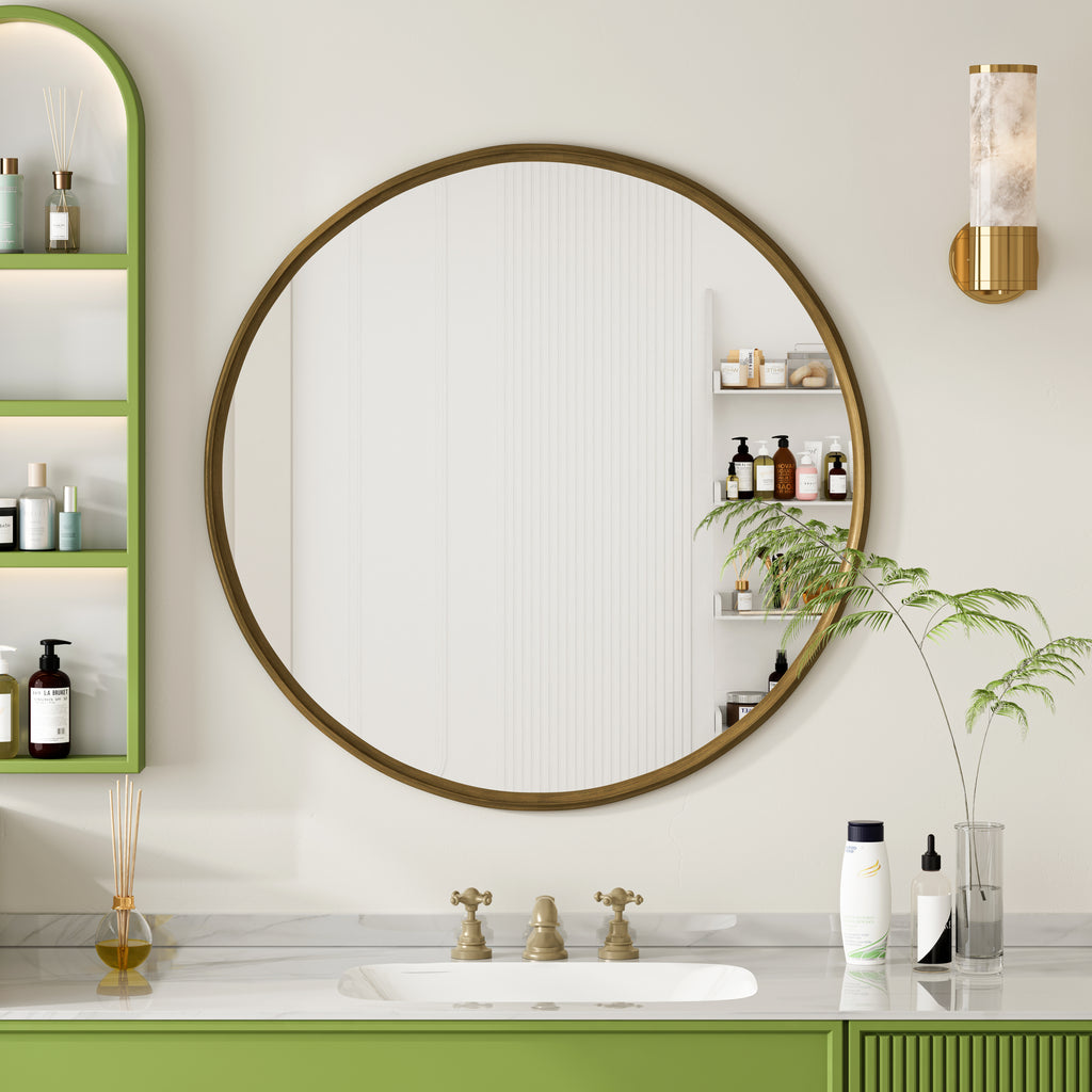 Wandspiegel rond brons – 80 cm