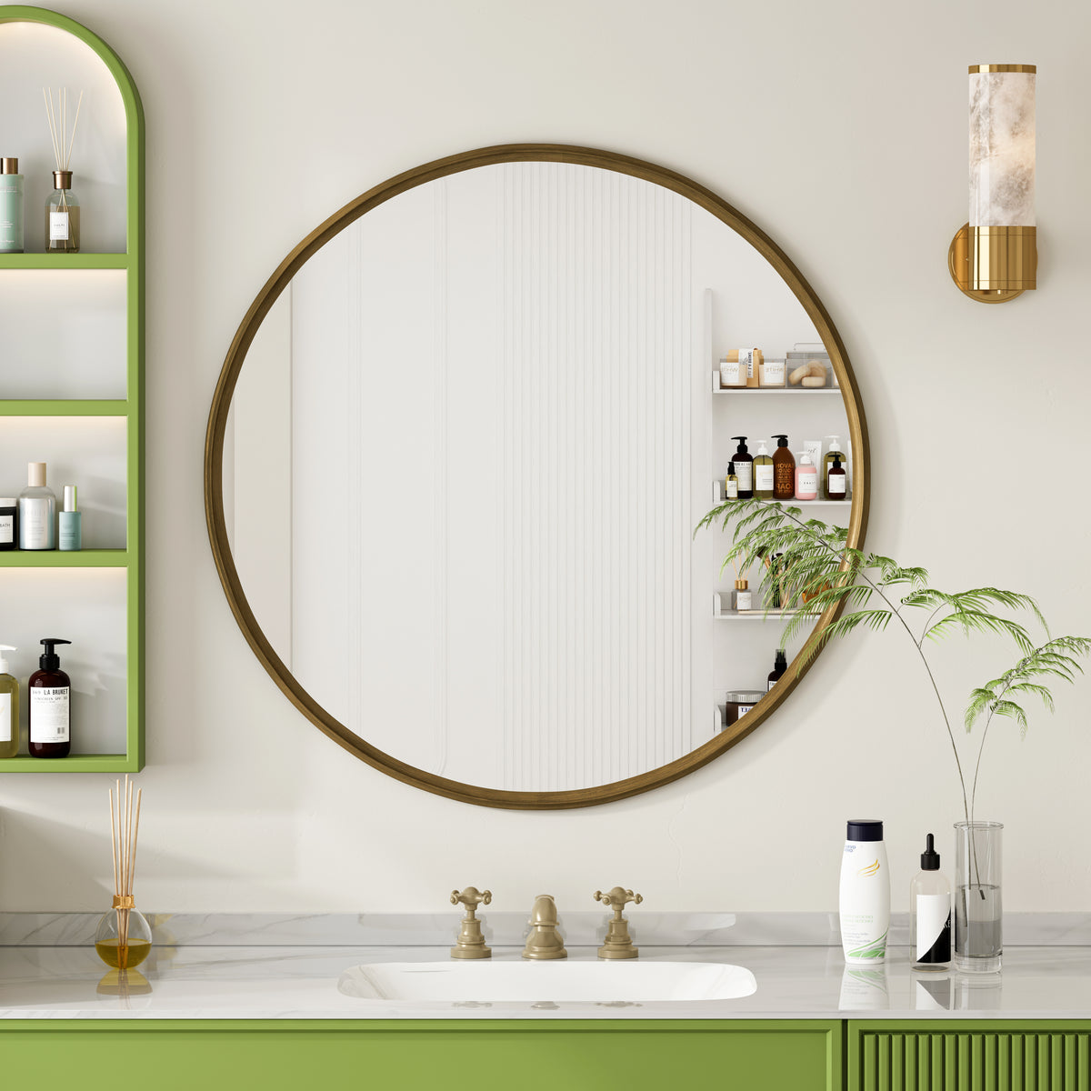 Wandspiegel rond brons – 80 cm