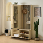 Garderobekast met spiegel houtkleurig – set
