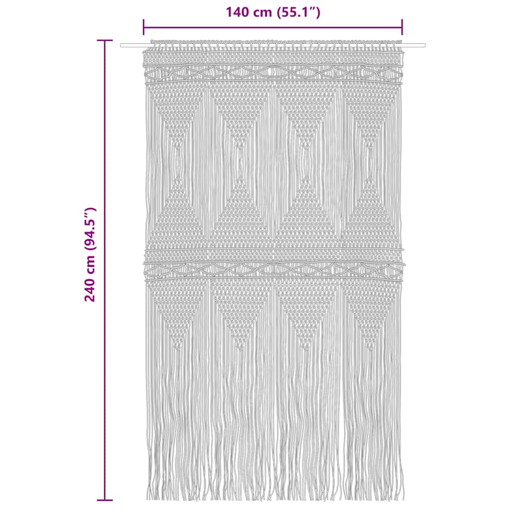Macramé vitrage crème katoen – 140x240 cm