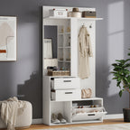 Garderobekast met spiegel wit – set