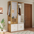 Elegante garderobekast met spiegel naturel – set