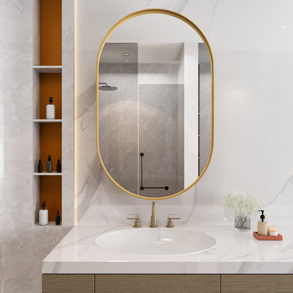 Spiegelkast ovaal goud – 85 cm