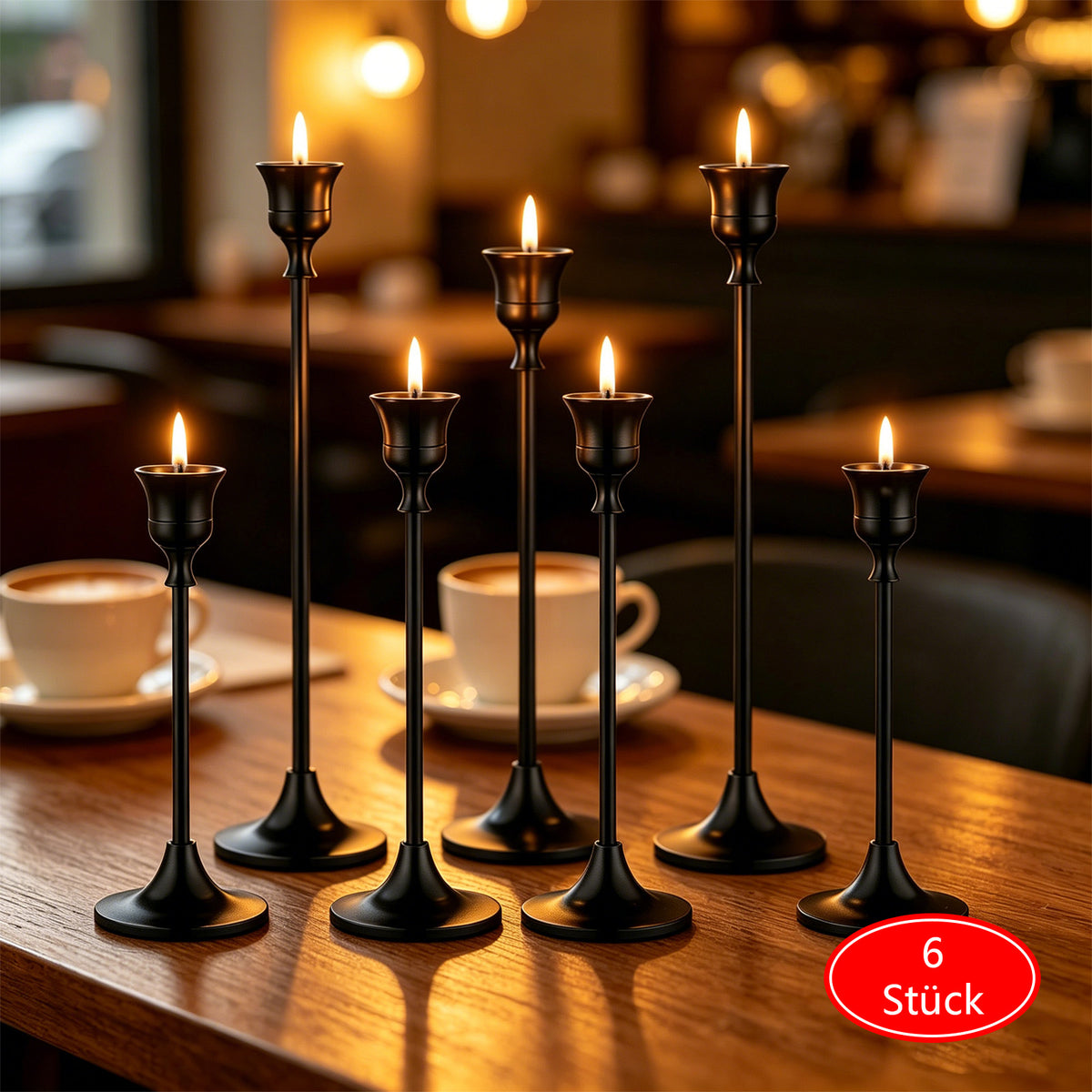 Kandelaar retro stijl dinerkaarsen – set van 6