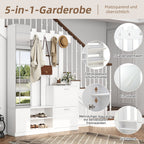 Schoenenkast met spiegel wit – set
