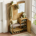 Garderobekast met spiegel naturel – set