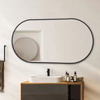 Boogspiegel zwart metaal – 120 cm