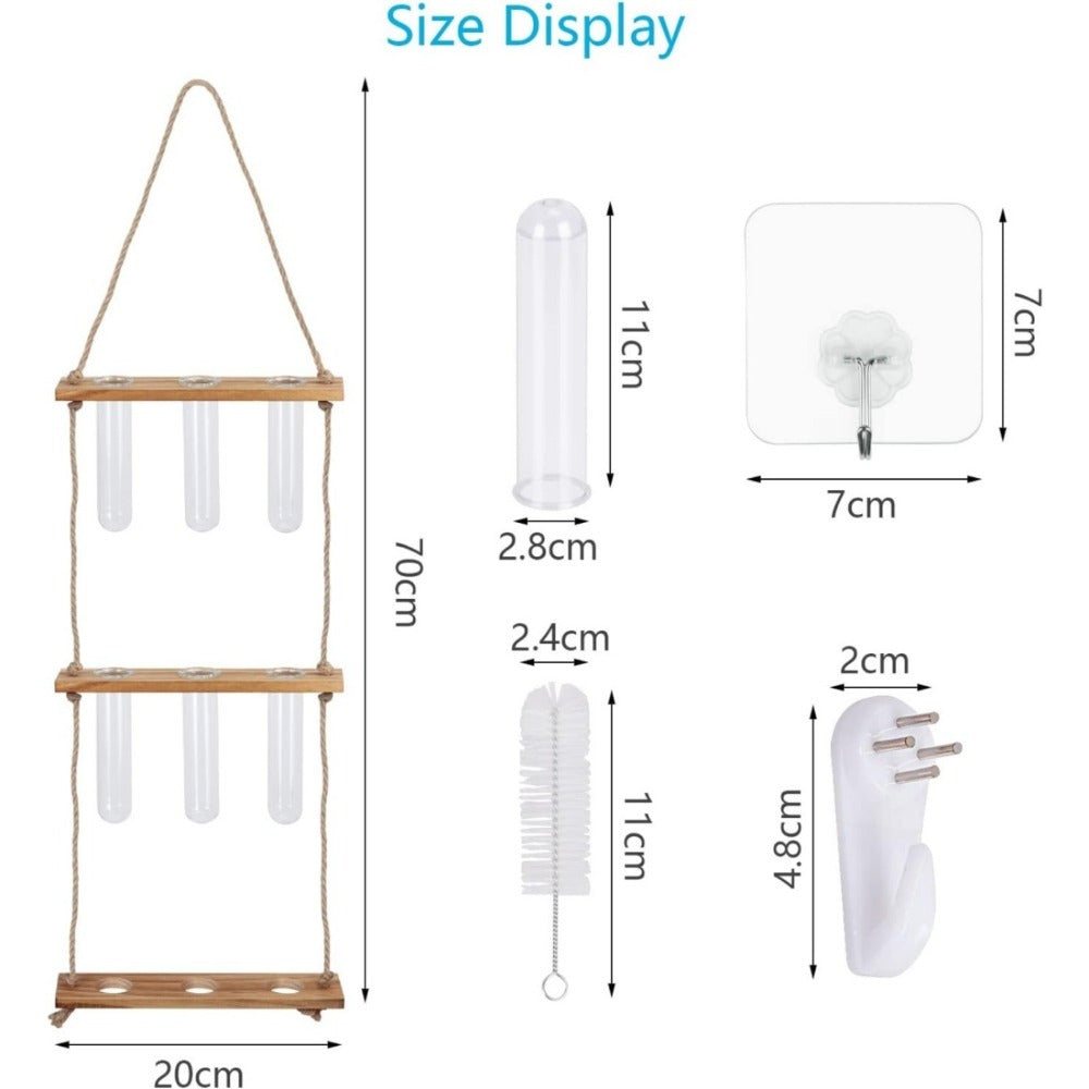 Glazen vaas met houten standaard – 4,2 cm