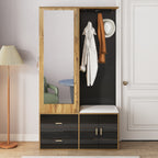 Elegante garderobekast met spiegel naturel – set
