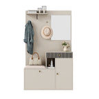 Halmeubel met spiegel crème – set