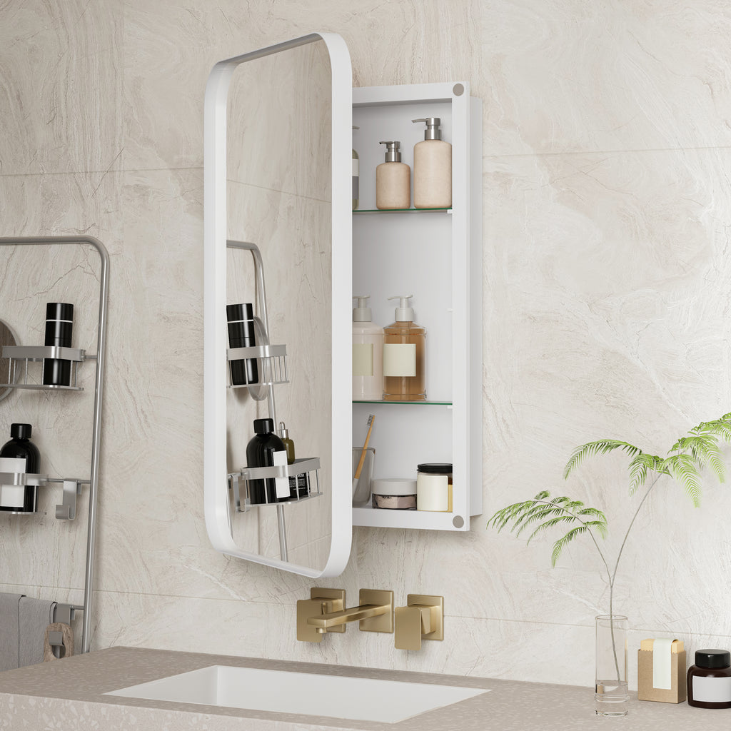 Spiegelkast rechthoekig wit – 76 cm