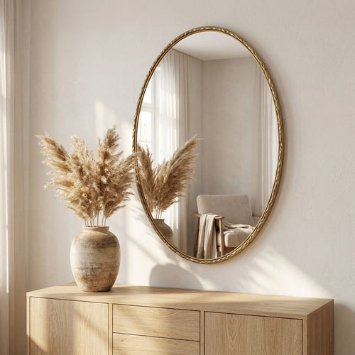 Wandspiegel ovaal goud – 100 cm