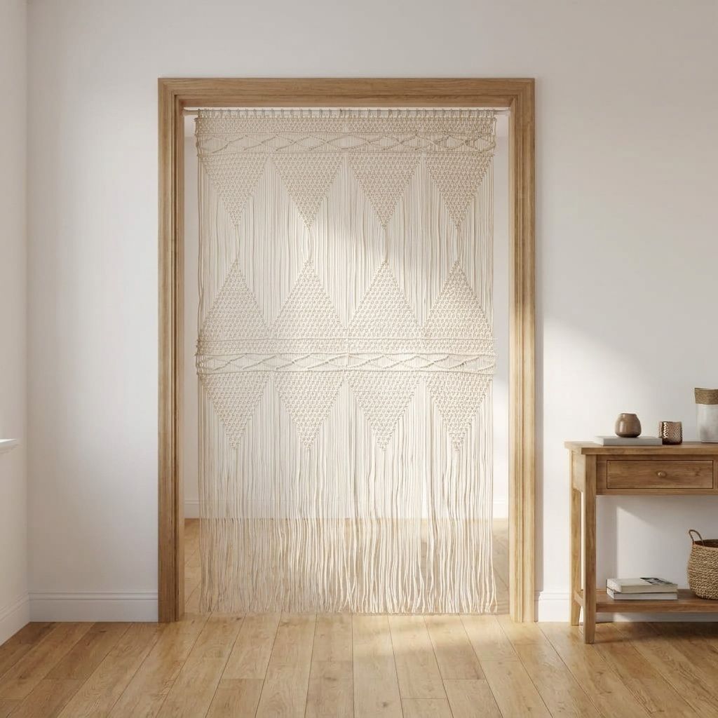 Macramé vitrage crème katoen – 140x240 cm – sfeerbeeld