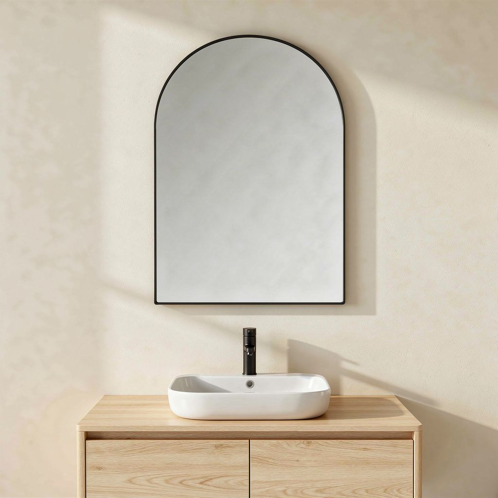 Spiegelkast boogvormig zwart – 91 cm – sfeerbeeld
