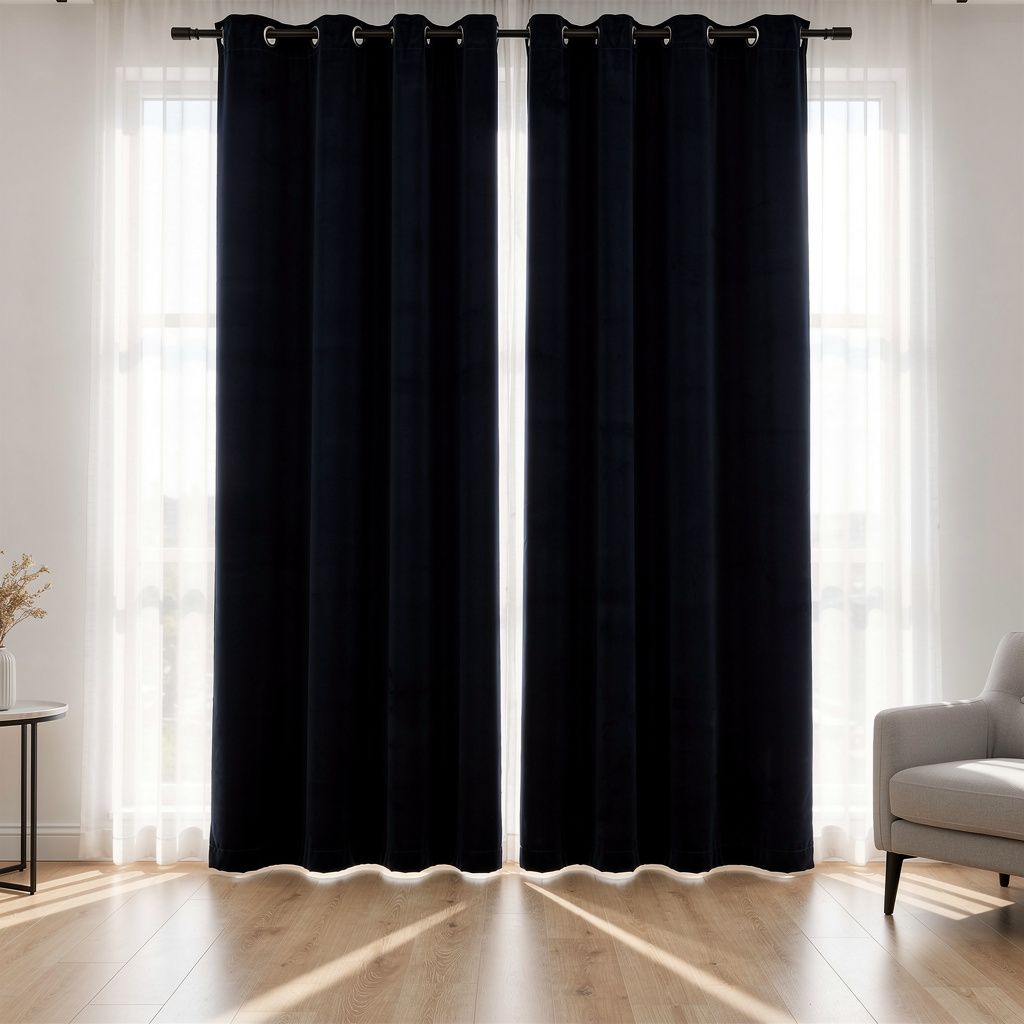 Verduisterend gordijn fluweel met ringen – 290x245 cm – sfeerbeeld
