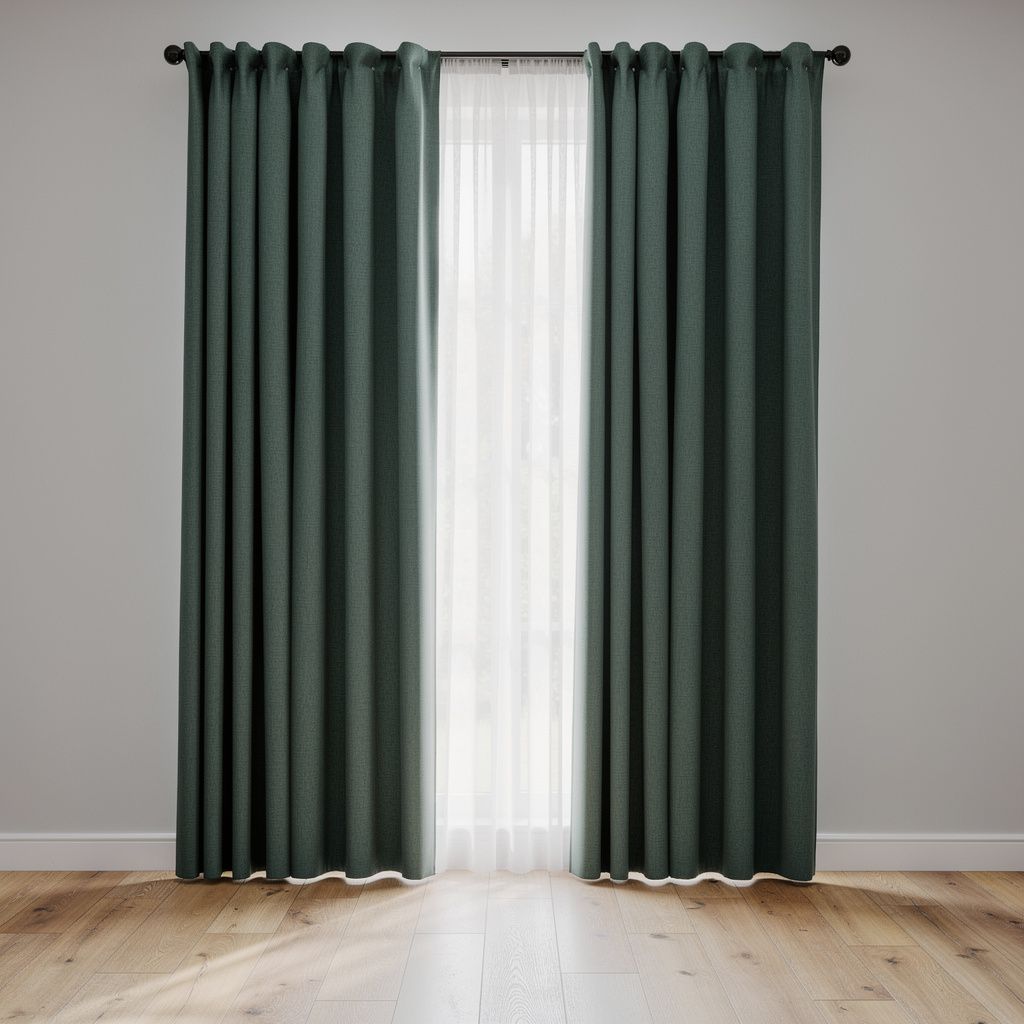 Verduisterende gordijnen groen linnenlook – 140x245 cm – sfeerbeeld
