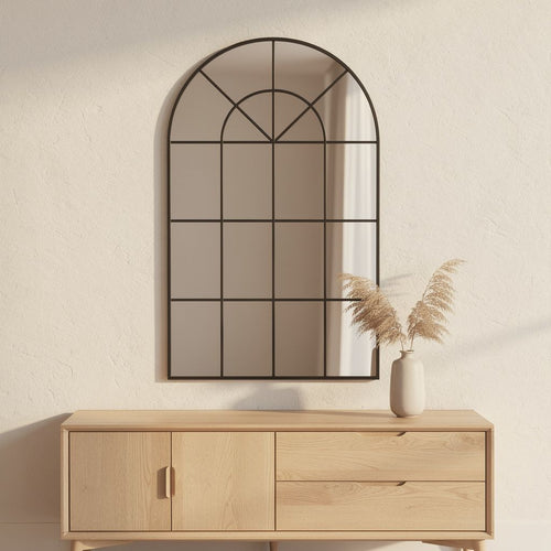 Wandspiegel gebogen zwart – 100 cm