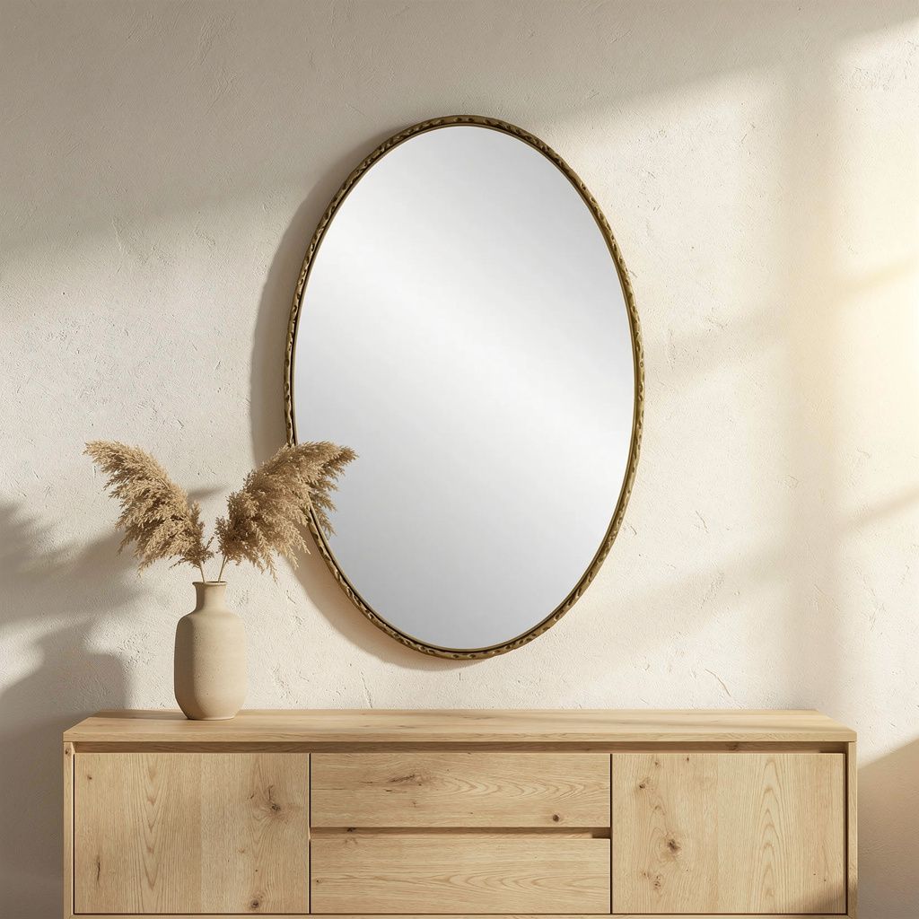 Wandspiegel ovaal goud – 100 cm – sfeerbeeld