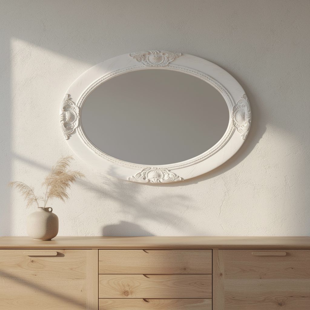 Wandspiegel wit barok stijl – 70 cm – sfeerbeeld